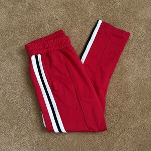 Forever 21 Red Joggers with Black and White Stripes